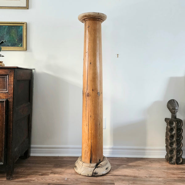Antique Pine Pedestal Column