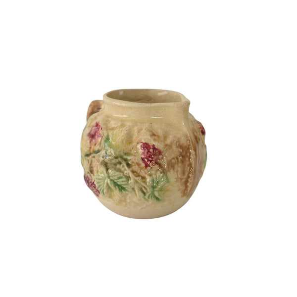 Petite Antique English Majolica Pitcher With Summer Berries