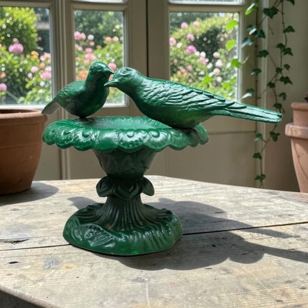 Vintage Heavy Cast Iron Table Top Small Bird Bath