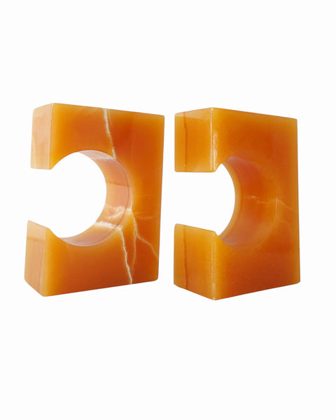 Orange Onyx Bookends