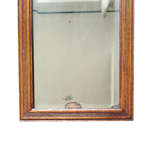 Small Antique Reeded Oak Mirror