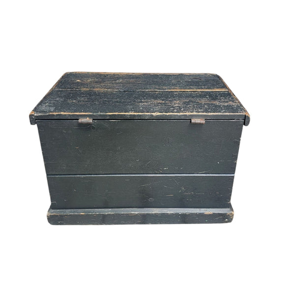 Antique Small Chest In Black Paint