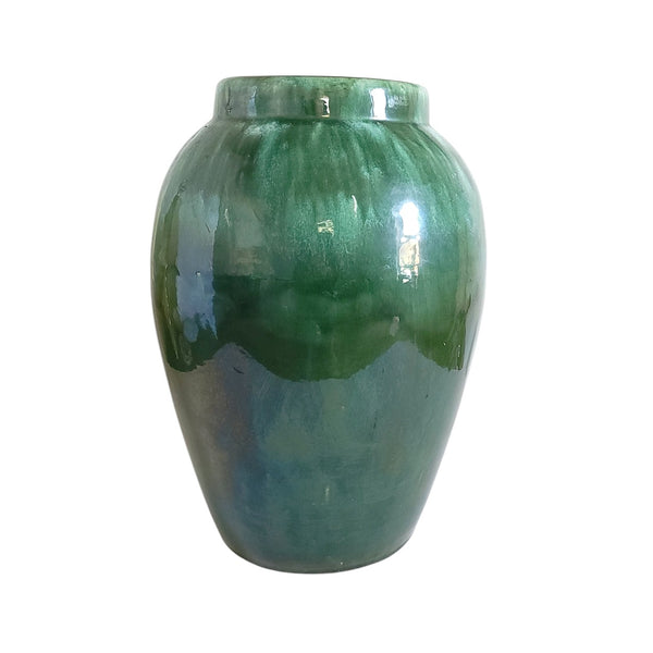 Large RRPCO Green Glaze Ceramic Oil Jar Vase