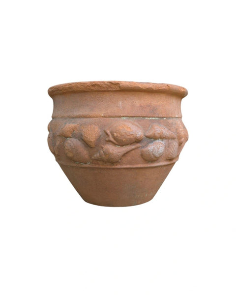 Terra Cotta Flower Cache Pot With Seashells