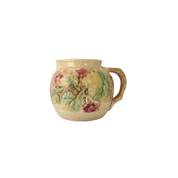 Petite Antique English Majolica Pitcher With Summer Berries