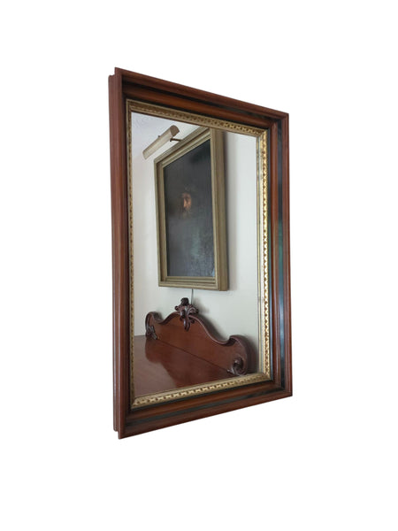 Antique Mahpgany Mirror With Gilt Inner Rim