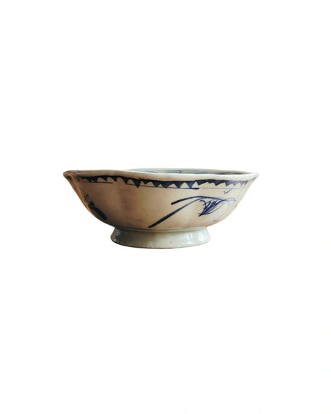 19th Century Chinese Provincial Blue & White Hand Painted Bowl