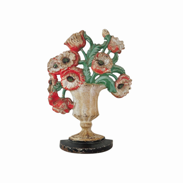 Hubley Cast Iron Painted Poppy Doorstop