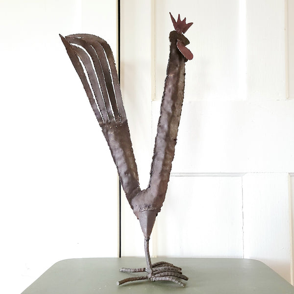 Cast Metal Tall Decorative Rooster