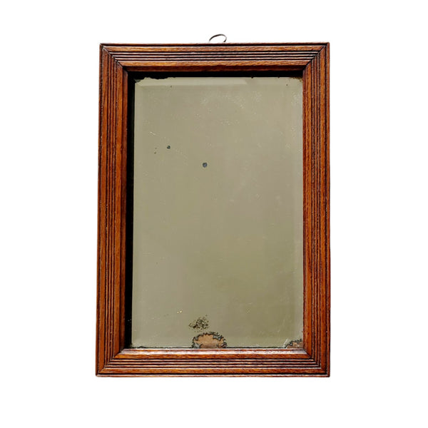 Small Antique Reeded Oak Mirror