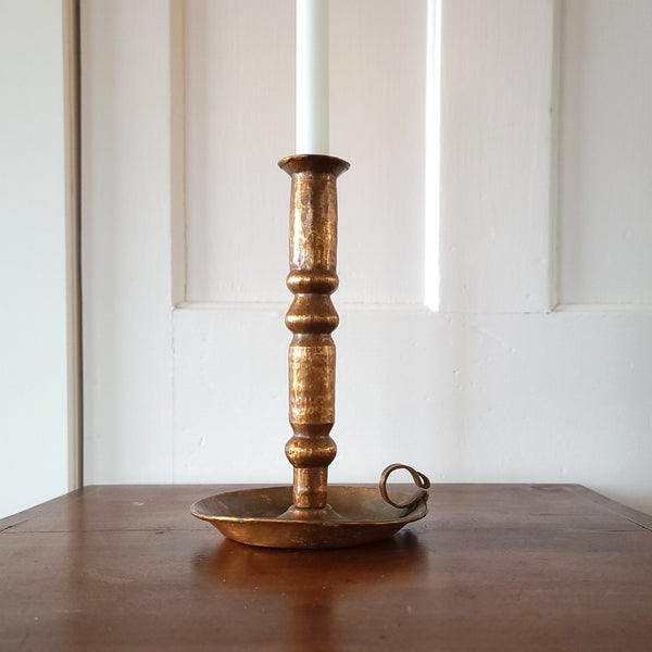 Antique Hammered Copper Chamber Candlestick