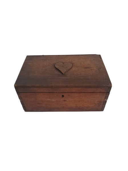 Folk Art Wood Box With Heart