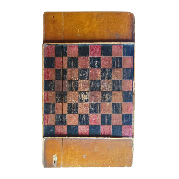 Antique Painted Wood Checkers Board