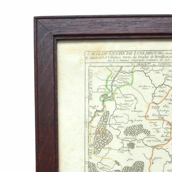 Antique Copper Plate Engraved Map Of Luxembourg by Vaugondy