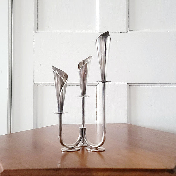 Danish Silver Calla Lily Candleholder