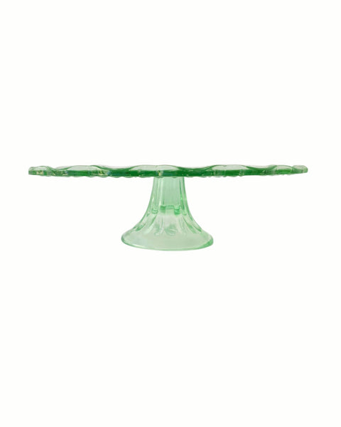 Pressed Green Glass Trio Of Cake Stands