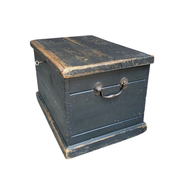 Antique Small Chest In Black Paint