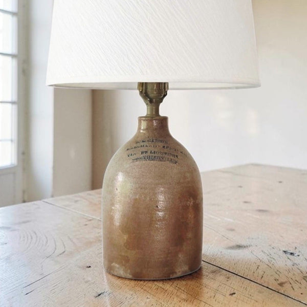 Antique Quebec 'Berthierville' Merchants Crock Lamp