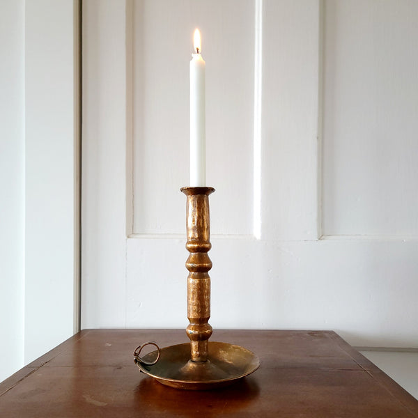 Antique Hammered Copper Chamber Candlestick