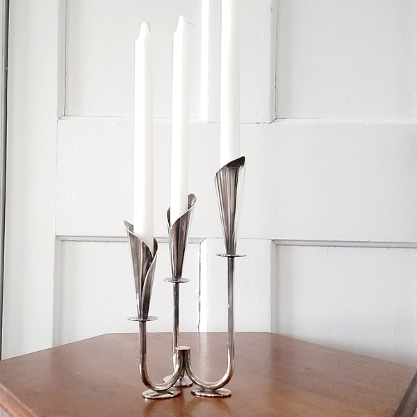 Danish Silver Calla Lily Candleholder