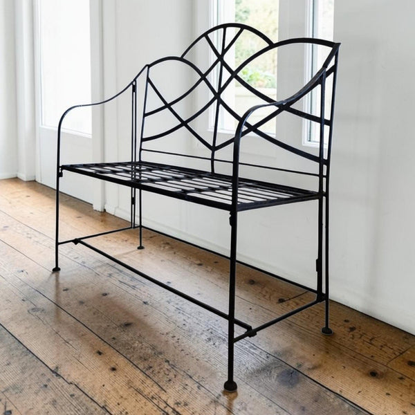 Mid Century Regency Style Cast Iron 'Foldable' Bench
