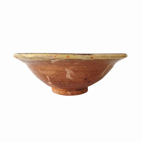 Antique Yellow Tin Glazed Majolica Footed Bowl