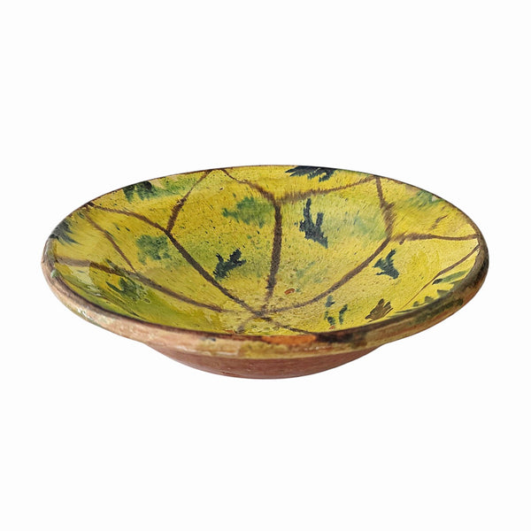 Antique Yellow Tin Glazed Majolica Footed Bowl