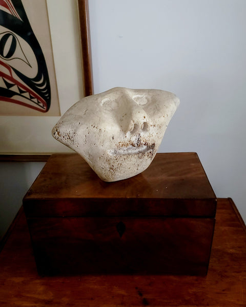 Bust Face Sculpture by Samuel Nahaulaituq Spence Bay Whalebone