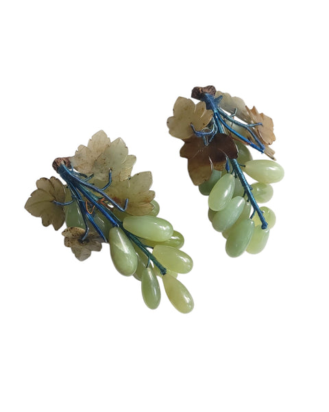 Vintage Pair Of Jade Grapes