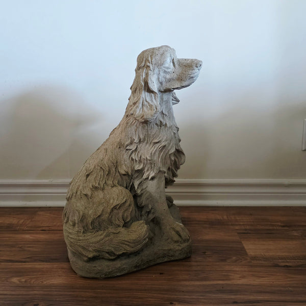 Cast Concrete Spaniel Or Small Setter Statuary