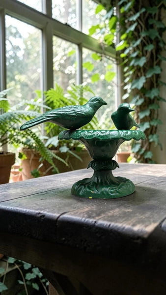 Vintage Heavy Cast Iron Table Top Small Bird Bath