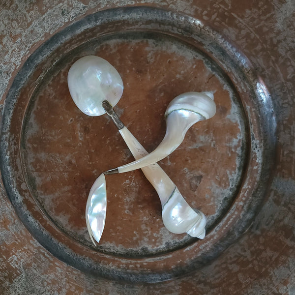 Antique Mother Of Pearl Shell Servers