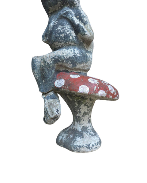 Cement Garden Frog On Toadstool
