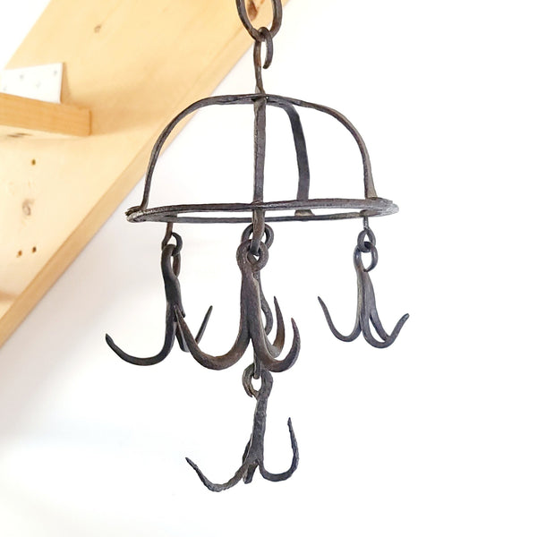 Antique French Wrought Iron Kitchen Hook Hanger