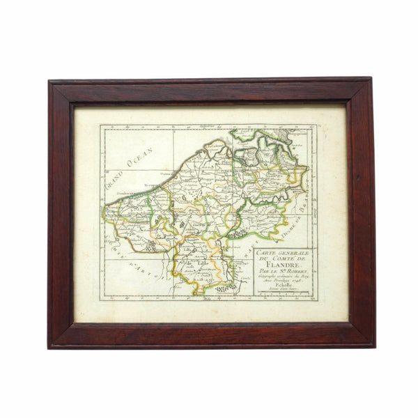 18th Century Copper Plate Engraved Map Of Flanders