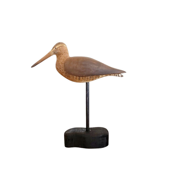 Painted Carved Wood Sandpiper ShoreBird On Stand