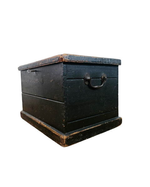 Antique Small Chest In Black Paint