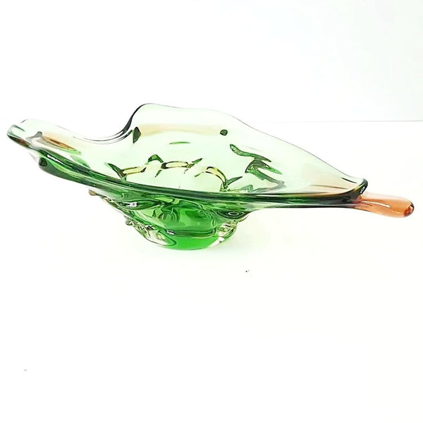 Green Mid Century Art Glass Centerpiece Bowl