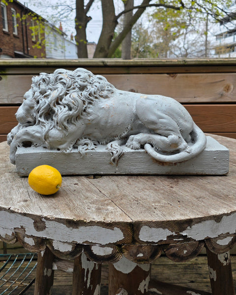 Cast Cement Sleeping Lion Statuary