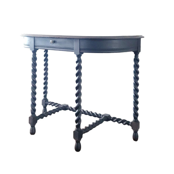 Antique Oak Demiluune Barleytwist Table