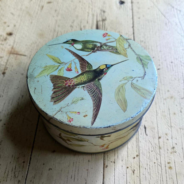 Circa 1950's Peak Frean Biscuit Tin With Humingbirds