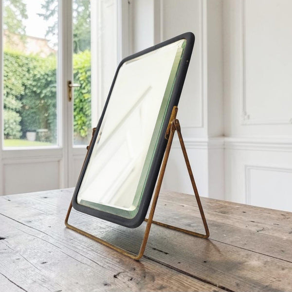 Antique Circa 1880's French Table Top Campaighn Mirror