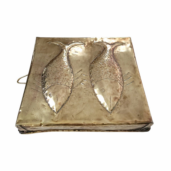 Antique Brass Cake Pie Mold With Fish