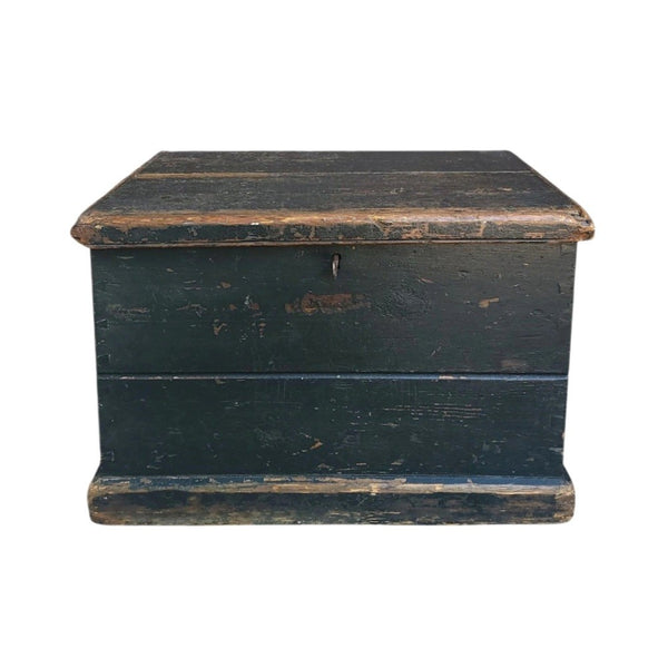 Antique Small Chest In Black Paint
