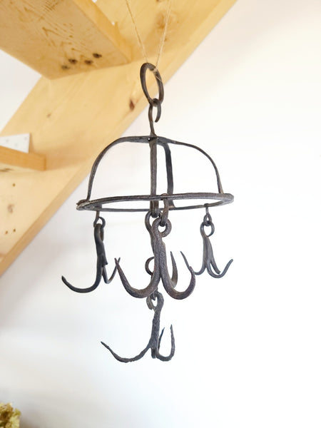 Antique French Wrought Iron Kitchen Hook Hanger