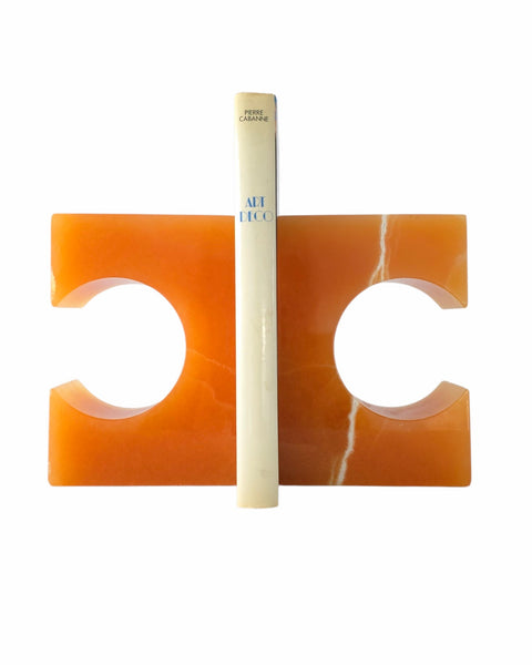 Orange Onyx Bookends