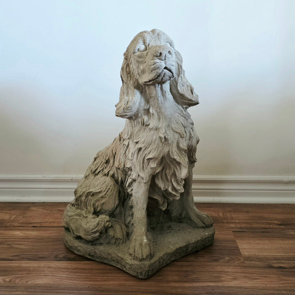 Cast Concrete Spaniel Or Small Setter Statuary