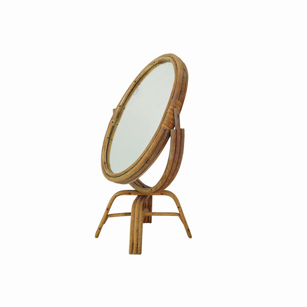 Circa 1970's Bamboo Table Top Mirror