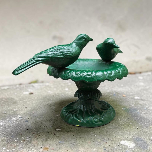 Vintage Heavy Cast Iron Table Top Small Bird Bath