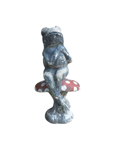 Cement Garden Frog On Toadstool